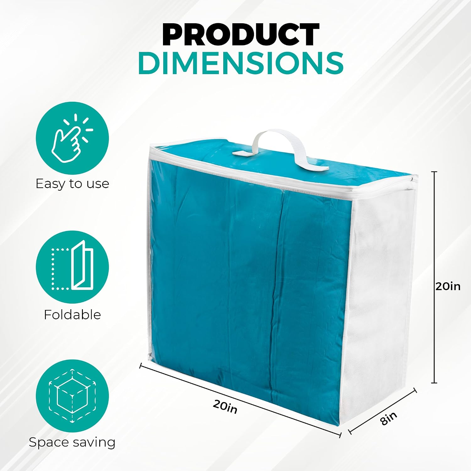 VitalUp Clear Plastic Storage Bag (3-Pack) 20x20x8 - Zipper. Blankets | Breathable Non-Woven Sides. Foldable. Comforters. Bedding. Clothes. Sweaters. College. Dorm. Packing - Image 4