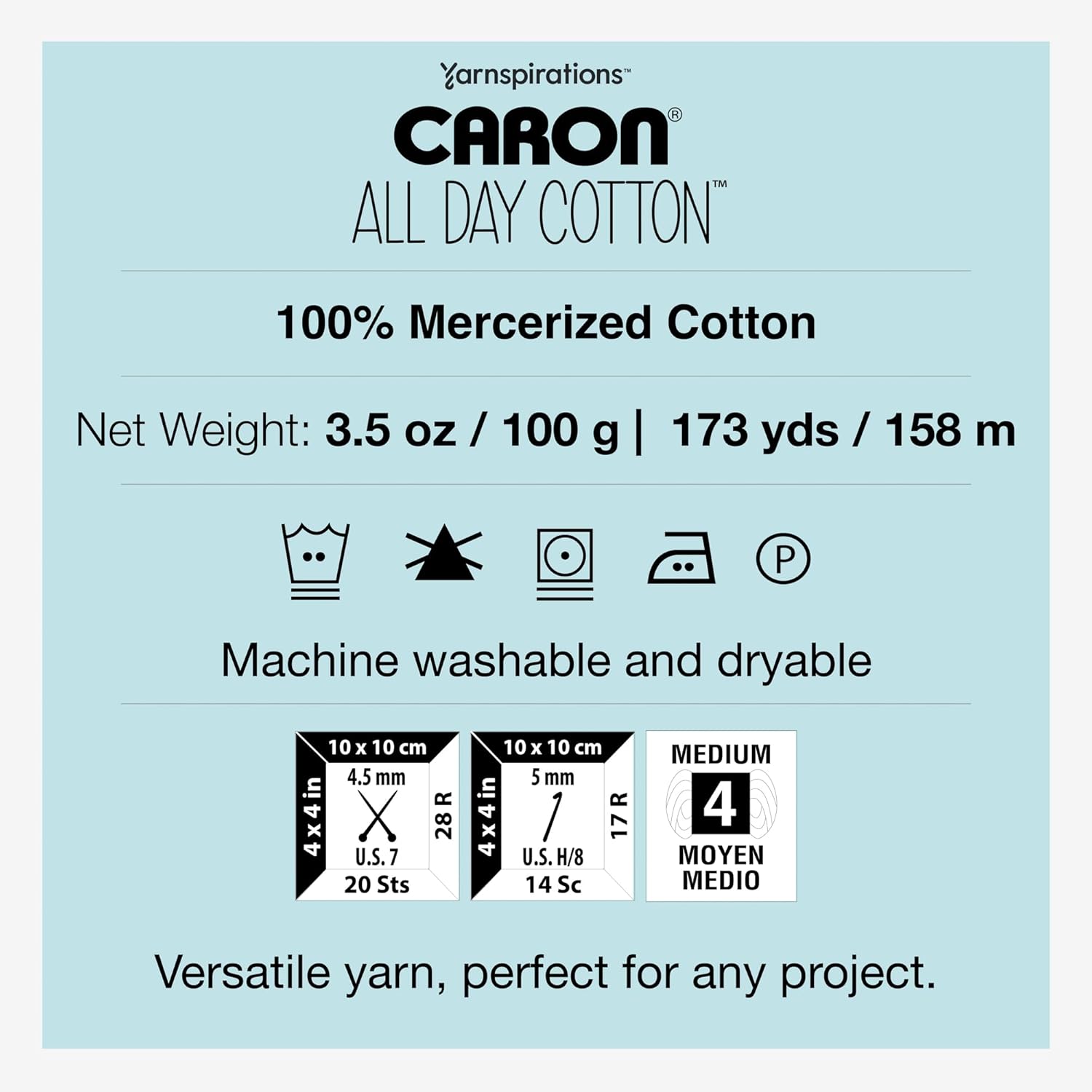Caron All Day Cotton - 3 Pack of 173 Yards/3.52 oz Cream 100% Mercerized Cotton Yarn - Image 7