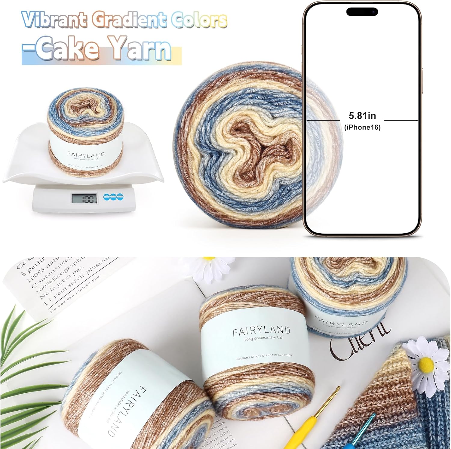 Katech Fairyland Yarn for Crocheting Knitting-4 Packs Gradient Cake Yarn | 100g/3.52 oz-DK Light Weight #3-60% Cotton 30% Acrylic 10% Wool-Perfect for Scarves. Shawls. Blankets and Garments(A) - Image 6